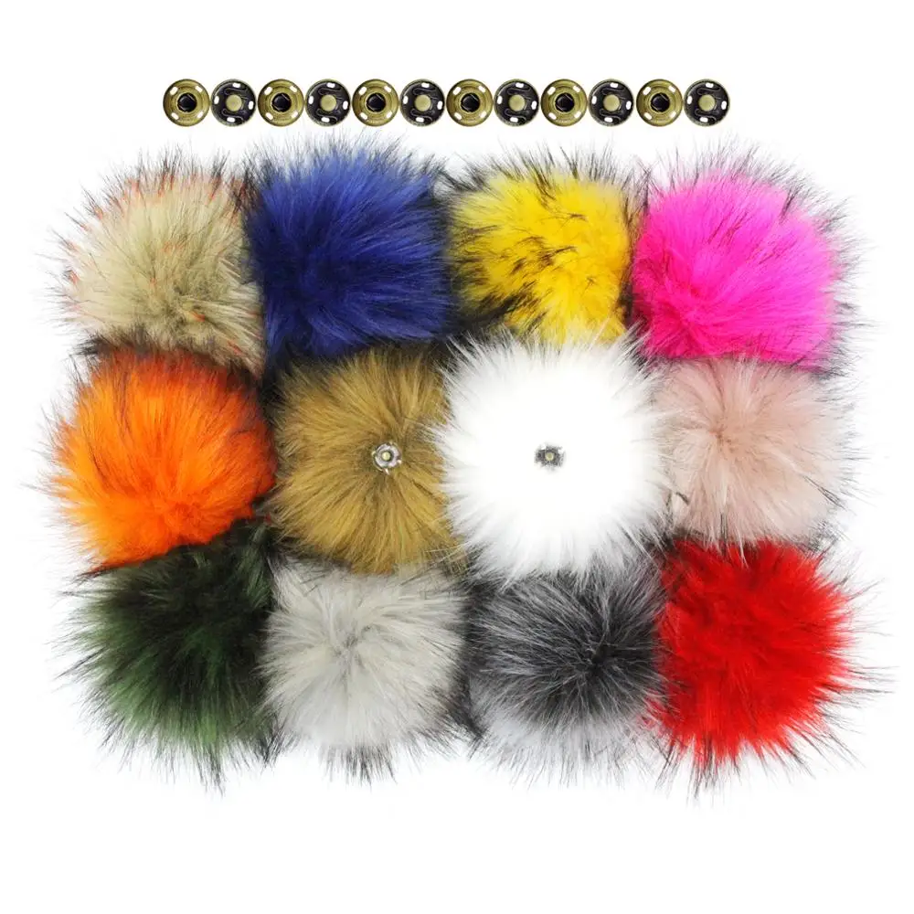 Большие 16 см помпоны из искусственного меха енота для шляп в упаковке 12 шт 6