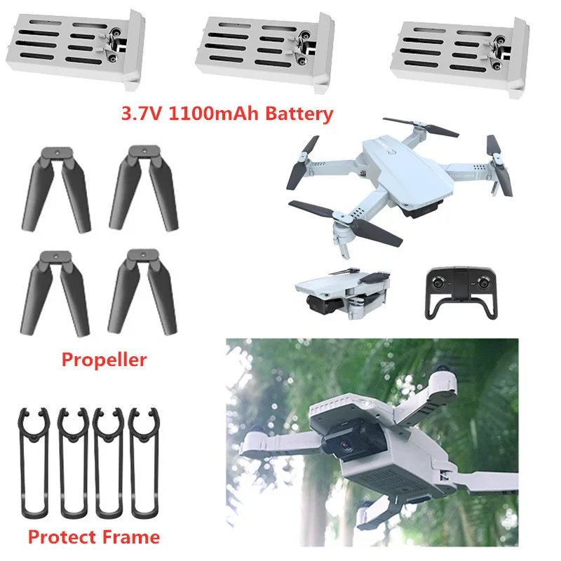 

3.7V 1100mAh Rechargeable Battery for KF609 RC Drone Spare Parts Protect Frame Propeller KF609 KF-609 RC Drone Accessories KF609