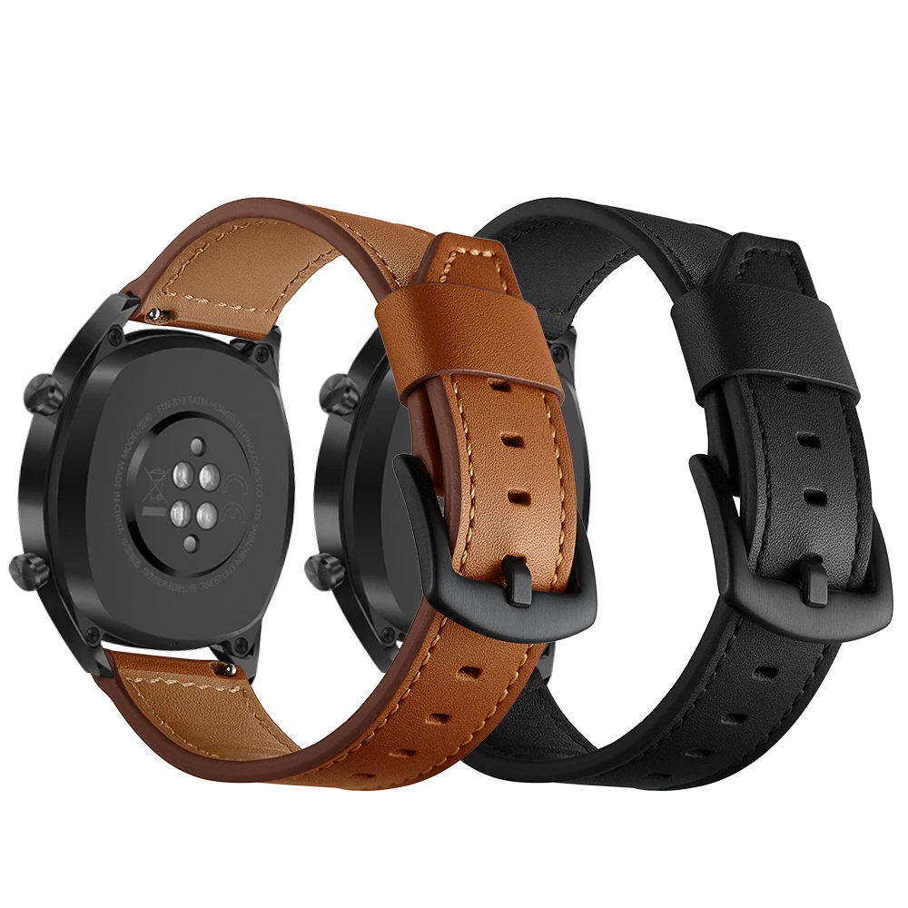 UEBN 20mm 22mm Leather strap for HUAWEI Watch GT 2 42mm 46mm Sport Active Classic Edition/HONOR Magic Watchbands | Наручные часы