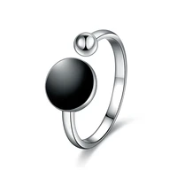 womens fashion graceful round black point open ring simple style creative daily ring accessory for lady charming trendy jewelry