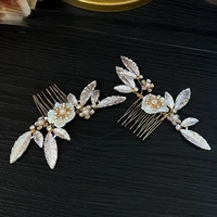 light gold color rhinestone flower hair comb hair jewelry women wedding accessories beautiful comb hair accessories for women