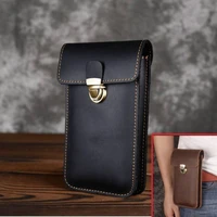 general phone bag luxury genuine leather waist bagpouch vintage phone case mens belt bag loop holster for iphone samsung huawei