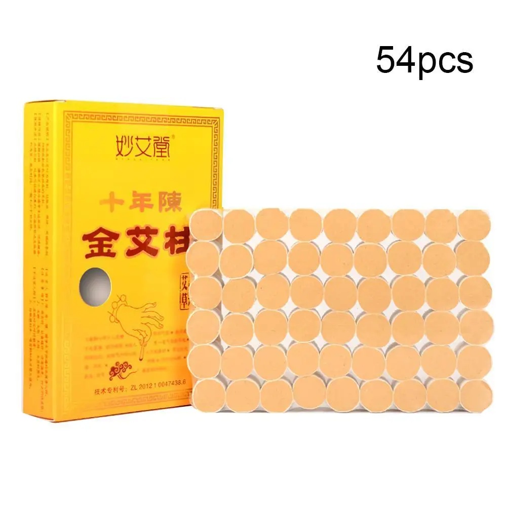 

54pcs/box Moxibustion Roll Chinese Artemisia Moxibustion Acupuntura Therapy Meridian Heating Burner Gold Moxa Ginger Strip Stick