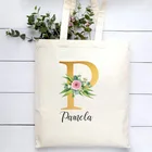 Дамские сумочки для покупок в стиле Харадзюку, холщовые подарочные сумки-тоуты с цветочным принтом и надписью для подружки невесты, большой вместимости