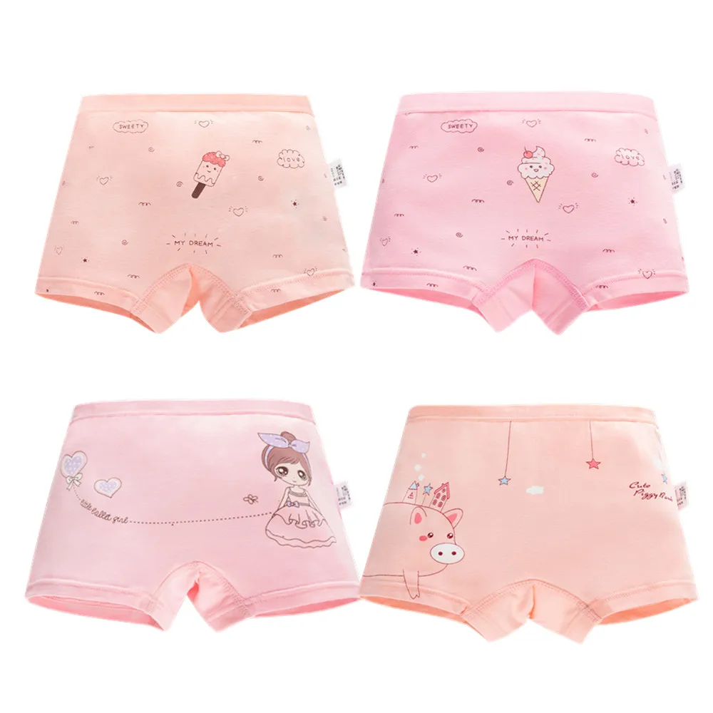 Розовые трусы боксеры с рисунком мороженого для девочек эластичное нижнее белье