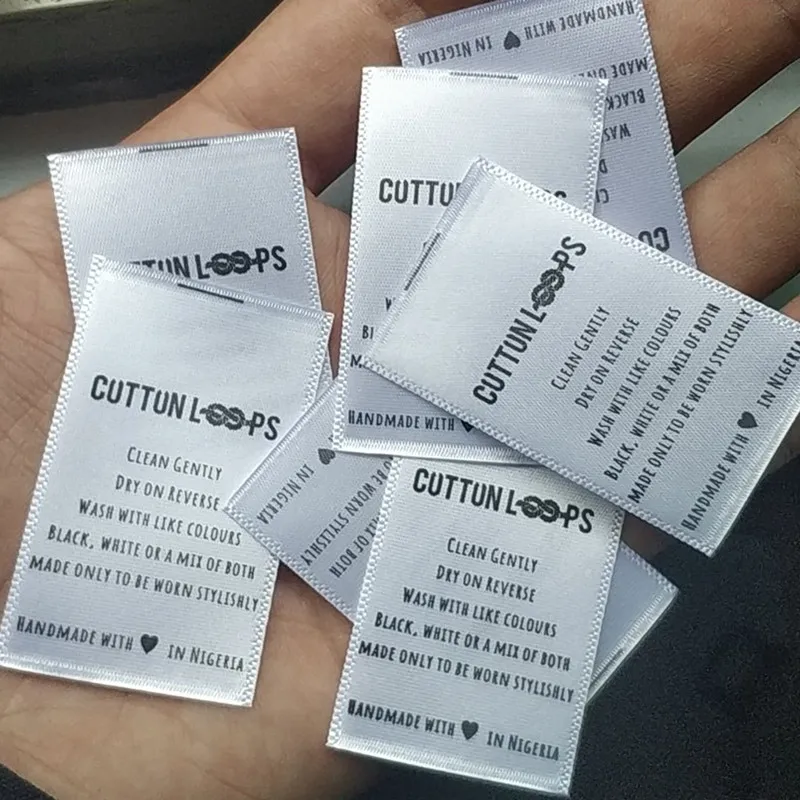 1000pcs 3 * 5 cm Custom 95%Cotton 5%Elastane soft white satin ribbon labels print clothing wash label | Дом и сад