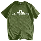 Мужская футболка с круглым вырезом, модная брендовая черная футболка с новым логотипом, Винтажная Футболка J Lindeberg Golfer, европейский размер, Прямая поставка