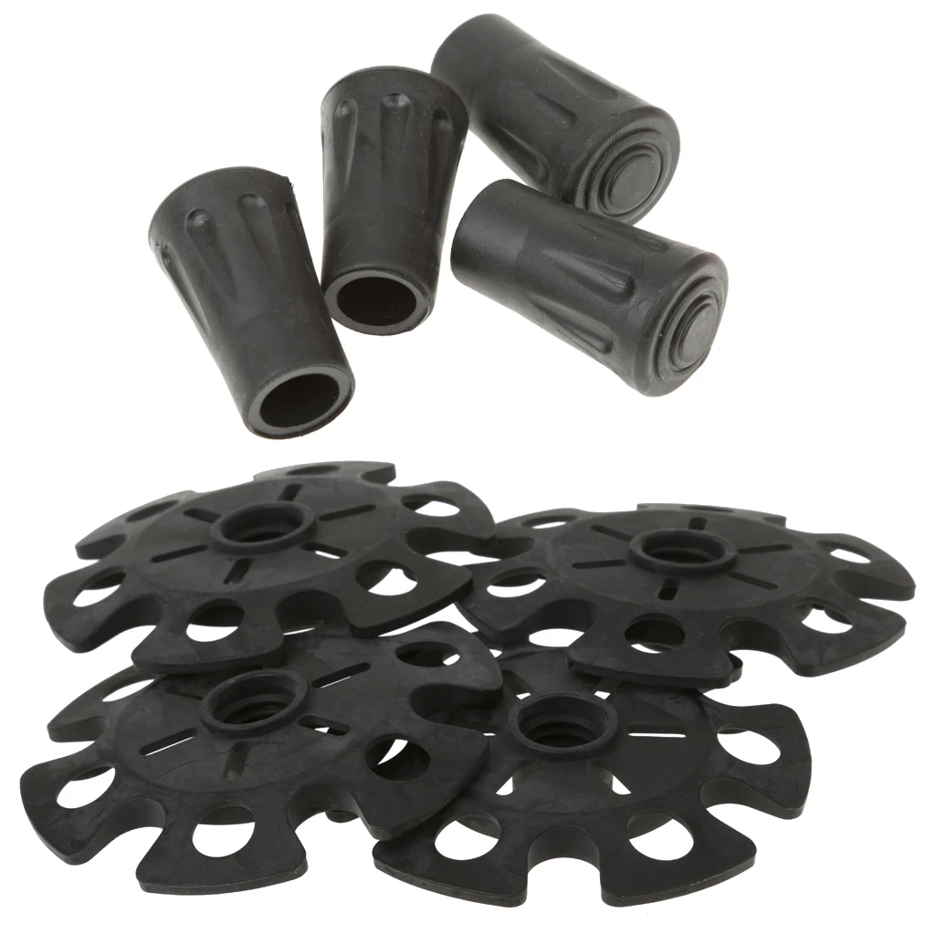 Набор из 4 резиновых снежинок в виде корзины для снега + трекинговые палки с