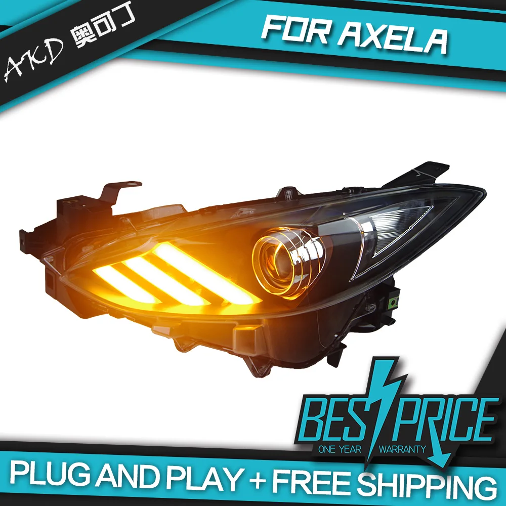 AKD Автомобильный стайлинг фары для Mazda 3 Mazda3 Axela 2014-2016 Фары LED Ходовые огни Би-Ксеноновый луч Туман ангельские глазки.