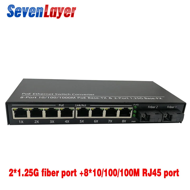10/100/1000 м 8 RJ45 UTP и 2 SC волоконно-оптический медиаконвертер гигабитный Ethernet
