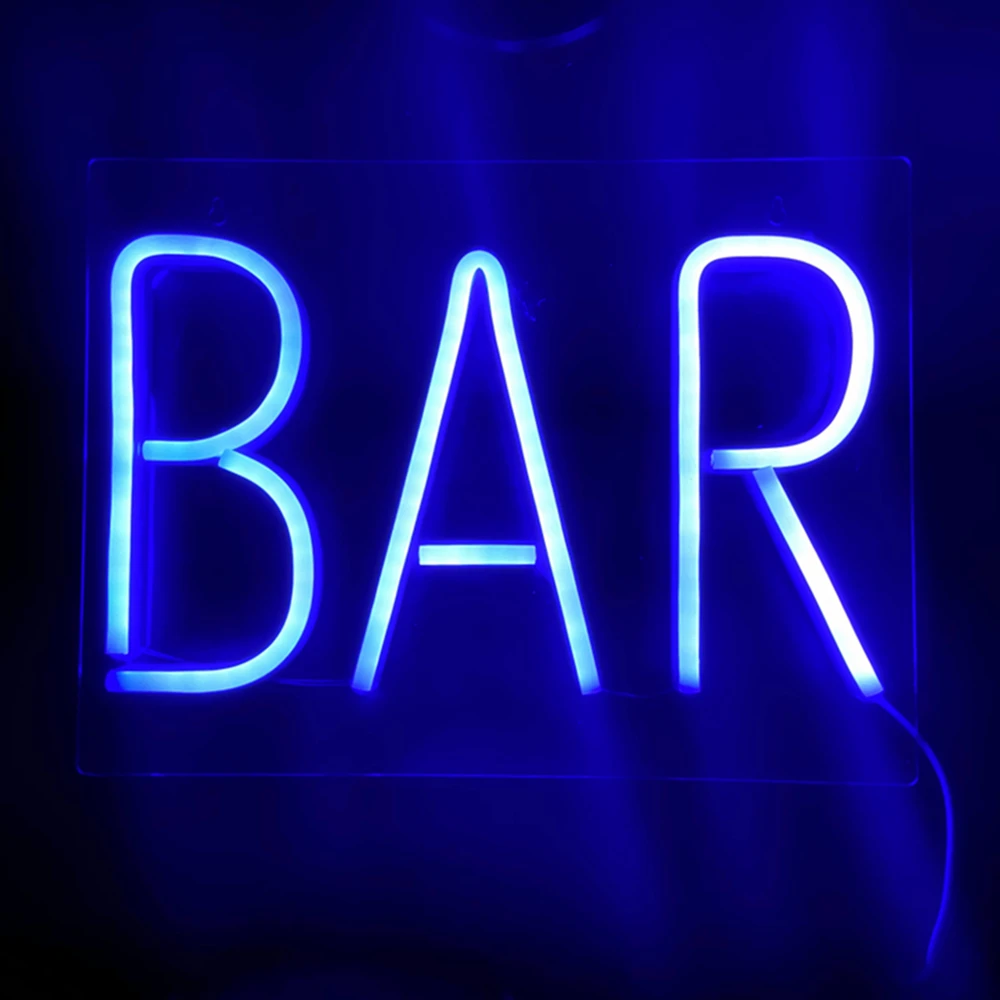 

BAR Neon Signs LED Neon Letter Lights Art Wall Decorative USB Blue Lights for Business Pub Beer Bar Bistro Party Home Decor Sign