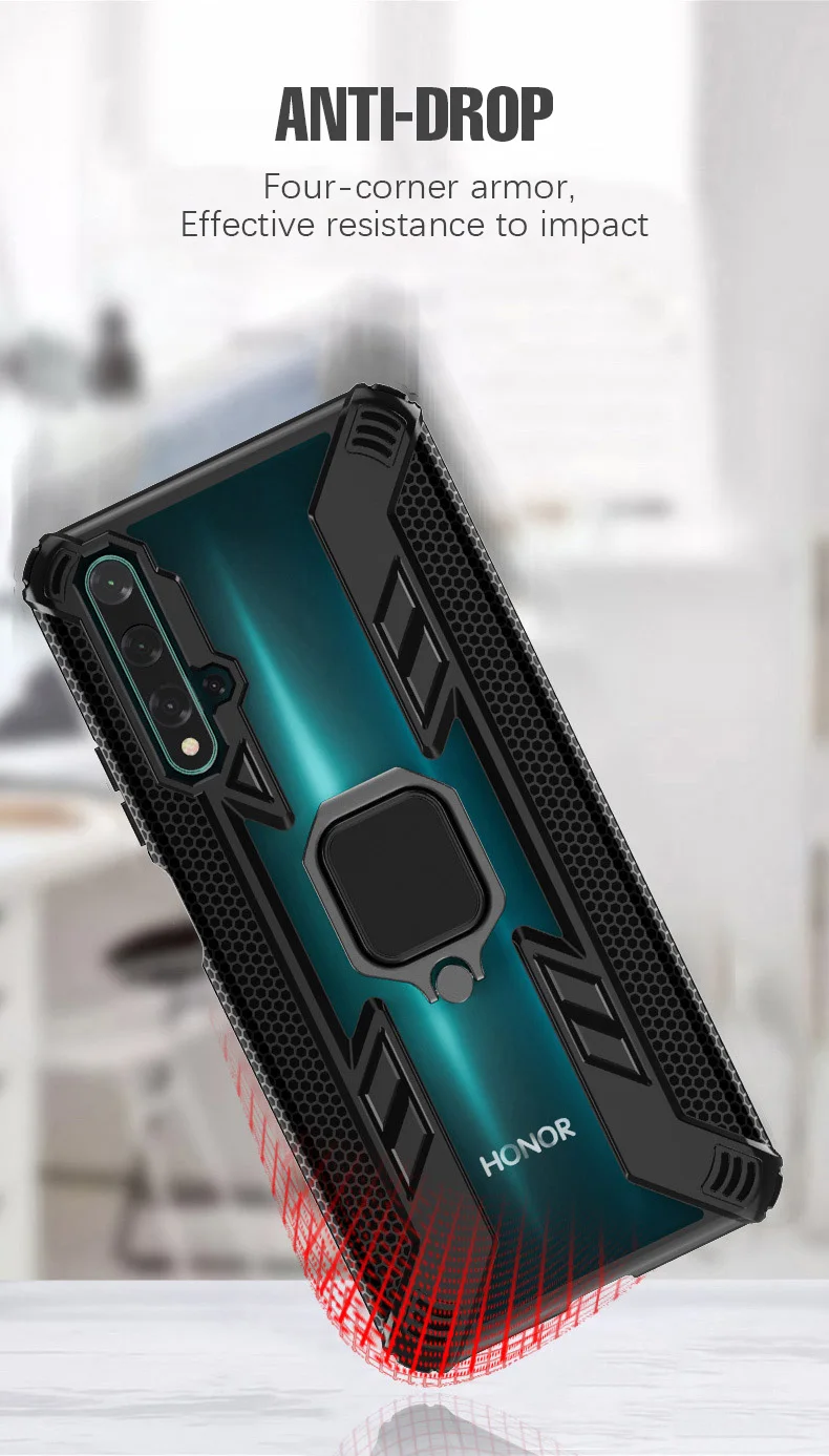 Чехол для Honor 20, автомобильный держатель, кольцо, чехол для Huawei Honor 8x 10 20 lite 10i 20i P smart, ударопрочный защитный прозрачный чехол