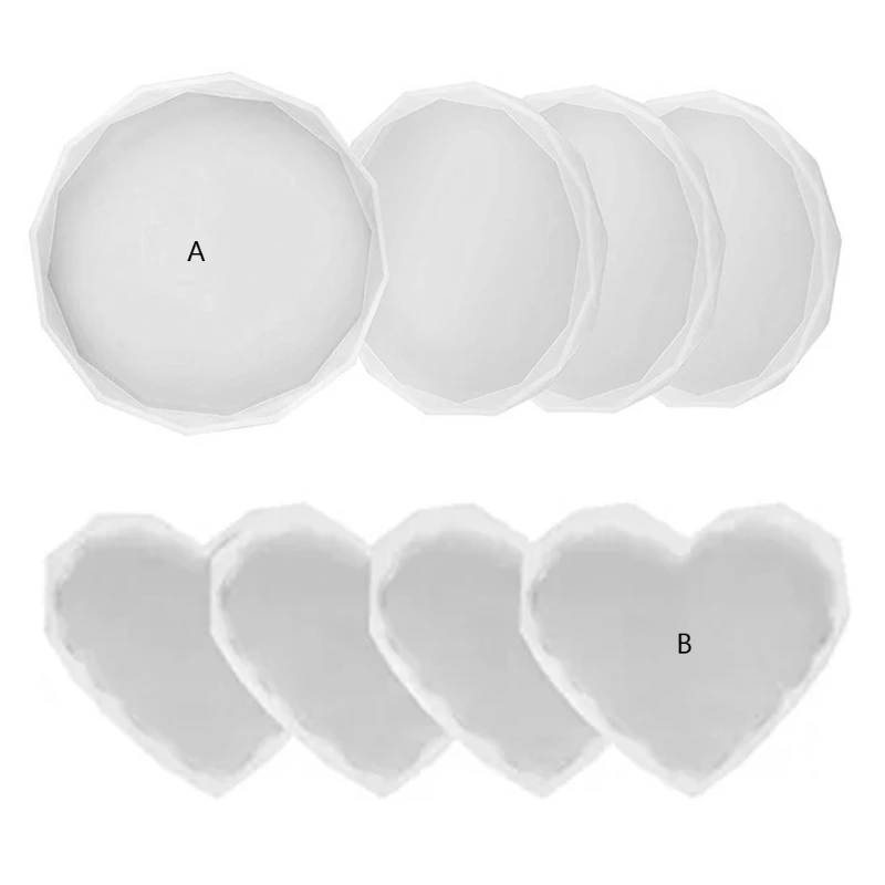 

Silicone Heart-shaped Round Coaster Silicone Epoxy Resin Molds Glossy Silicone Mold for Agate Resin Coasters Cup Mats