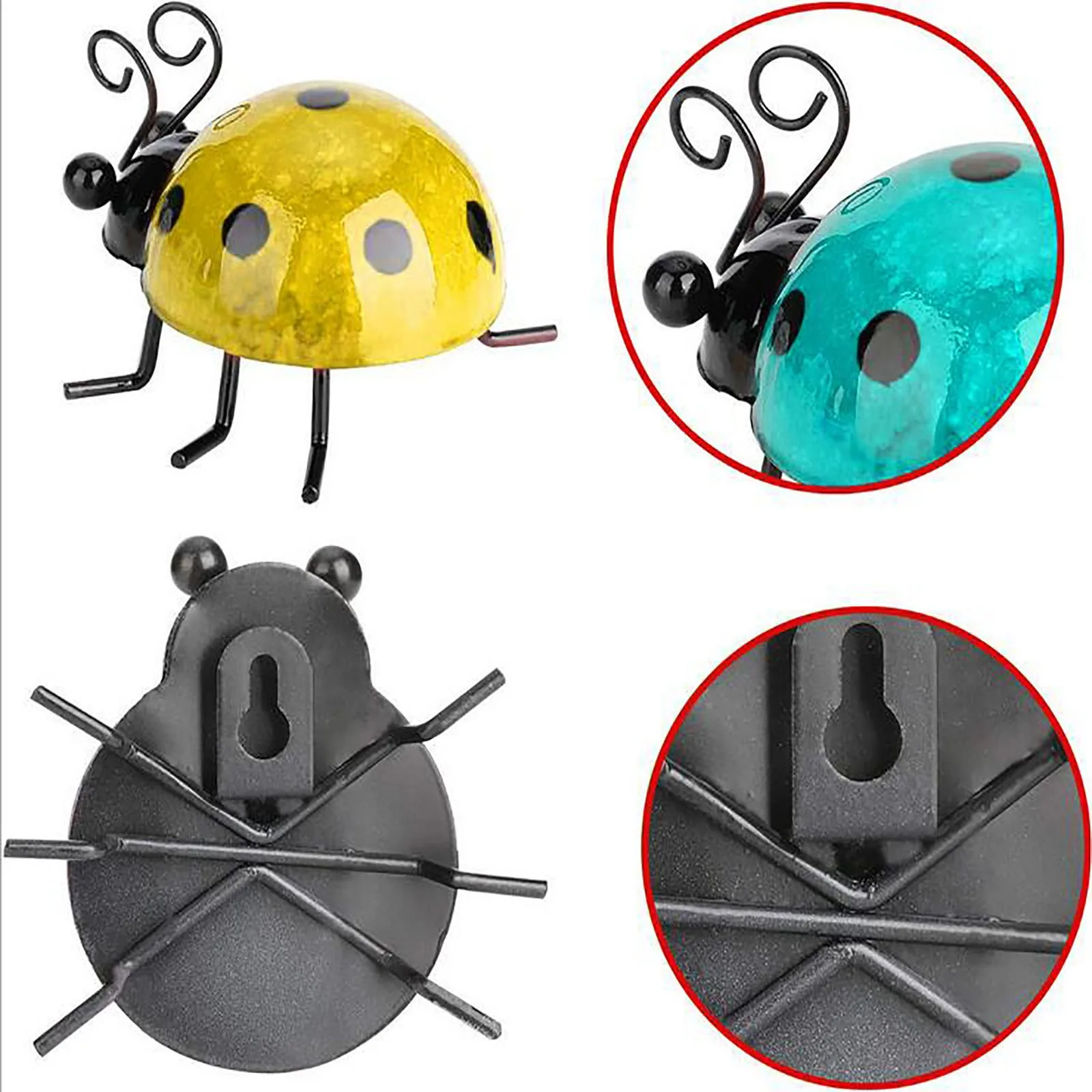 

4PC Garden Beetle Art Outdoor Garden Backyard Metal Animal Ornaments Gifts Animal Decoration Gift For Cute Ladybug Backyard