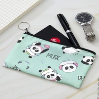 new style 3d printed cute panda pattern women and men coin purse kids lady wallet pouch small canvas bag with a zipper fashion