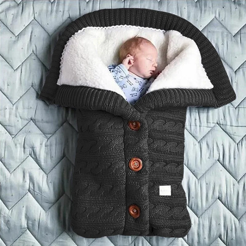 Теплое детское одеяло, вязаное Пеленальное Одеяло для новорожденных, мягкий спальный мешок, хлопковый конверт для ног, аксессуары для коляс...