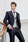 Новинка 2020 года, дизайнерские брюки и пальто в итальянском стиле, Черные смокинги для жениха, 3 предмета, приталенные Свадебные вечерние костюмы для мужчин, шафера