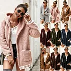 Женская зимняя хлопковая пушистая куртка с длинным рукавом, женская теплая верхняя одежда, кардиган, пальто, верхняя одежда с отложным воротником, куртка