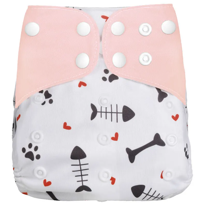 Light Pink Детские моющиеся многоразовые подгузники из настоящей ткани с карманом, подгузники, чехлы для подгузников, костюмы для новорожденных и горшков, один размер, подгузники с героями мультфильмов - Цвет: Light Pink