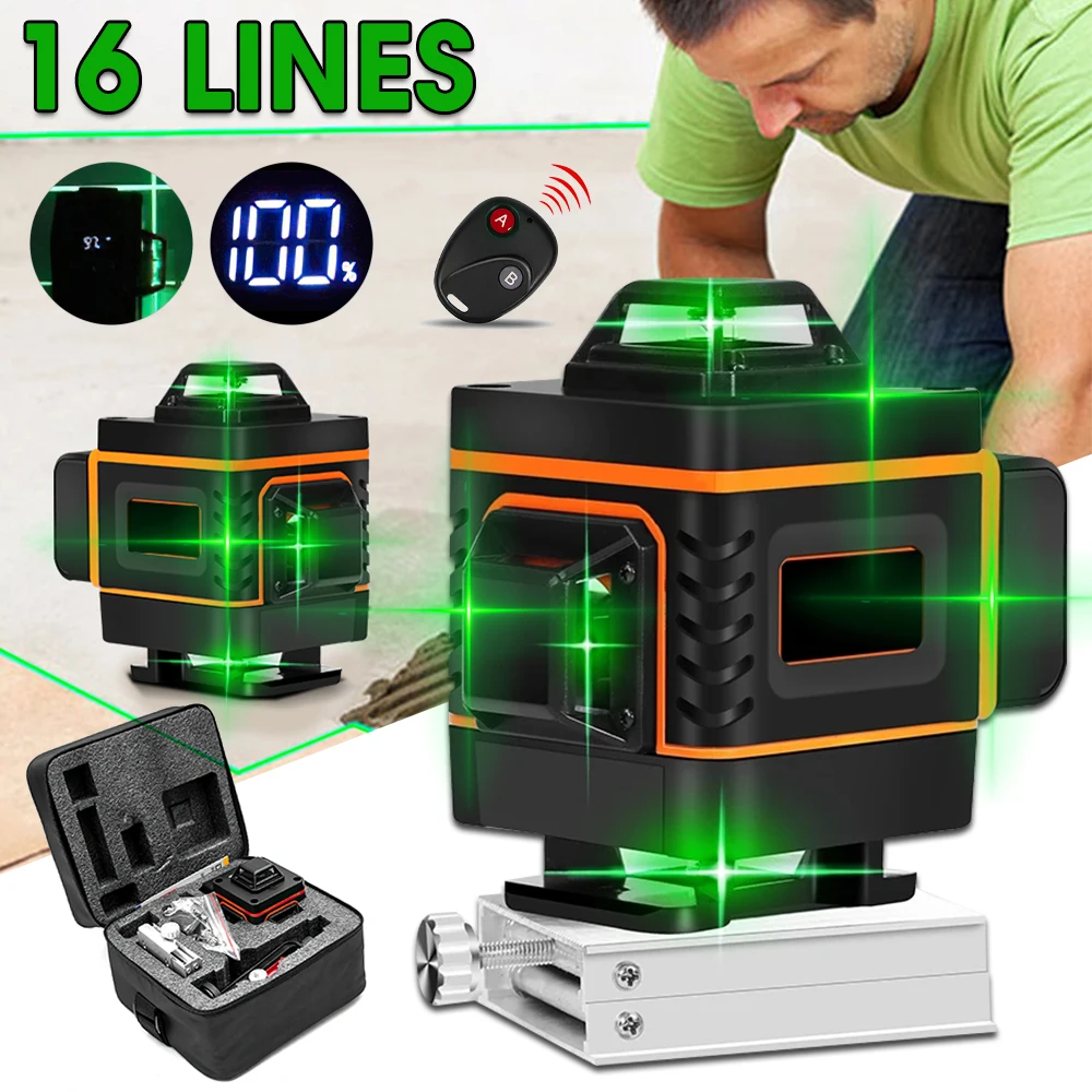 Linhas de Nível a Laser Nivelador a Laser Rotatable Auto-nivelamento Horizontal Vertical Linha Transversal Dispositivo Rotativo 4d 16 360