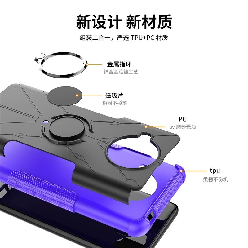 For Xiaomi Mi 10i 5G Case Mi 10i Cover Magnet Ring KickStand Heavy Duty Armor Shockproof Phone Bumper For Xiaomi Mi 10i 5G Case