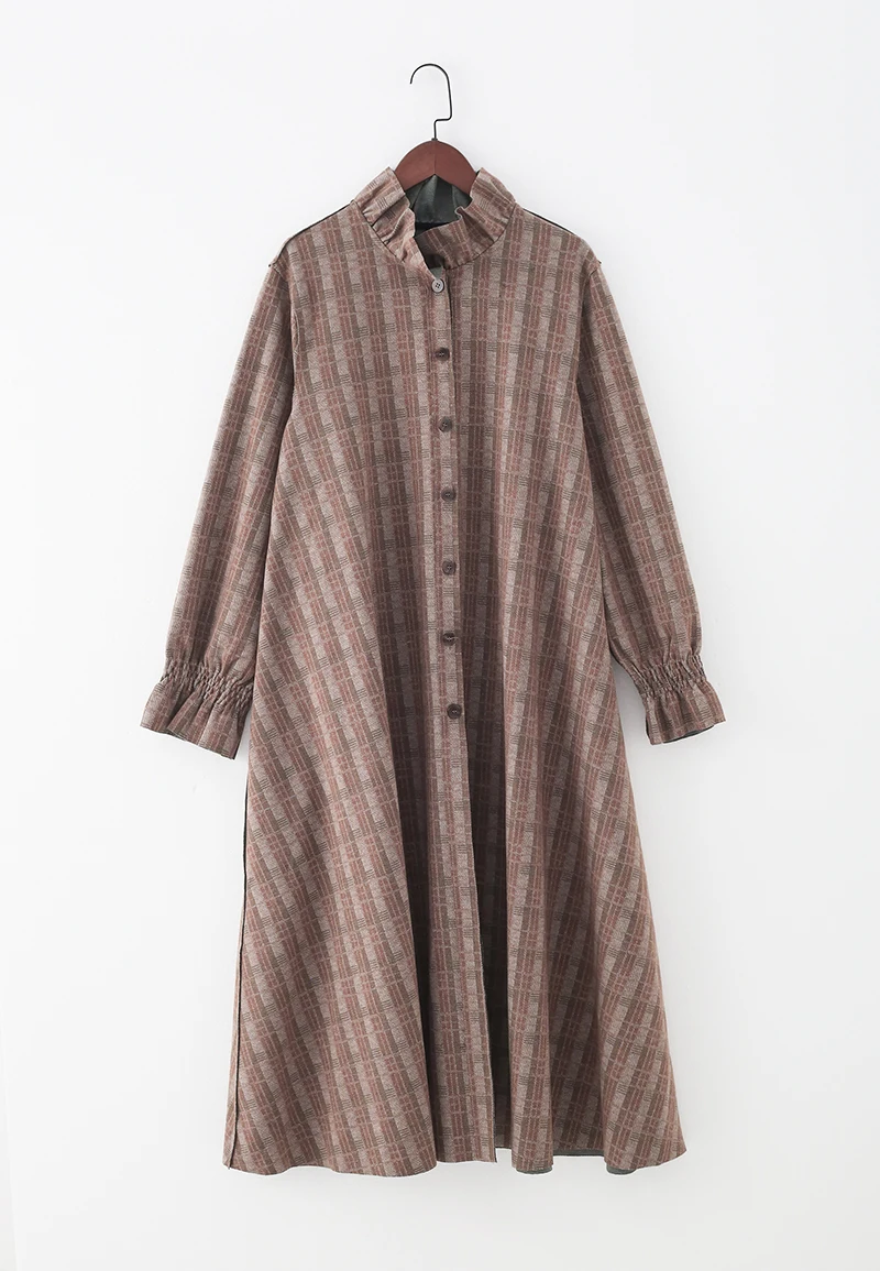 Новый 2020 Для женщин шерстяное пальто утолщенное клетчатое в винтажном стиле с