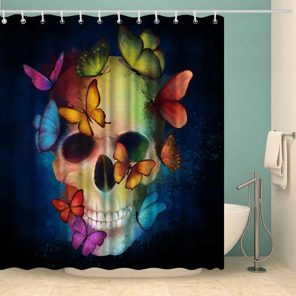 

Colorful Skull Waterproof Polyester Fabric Bathroom Decor Set