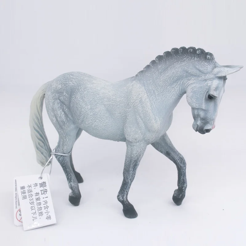 Коллекционная лошадь сельская ферма жеребец серый пластиковый ПВХ Имитация