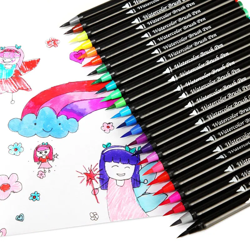 cores conjunto pincel aquarela canetas marcador de arte para desenho scrapbooking lettering manga caligrafia pintura material escolar