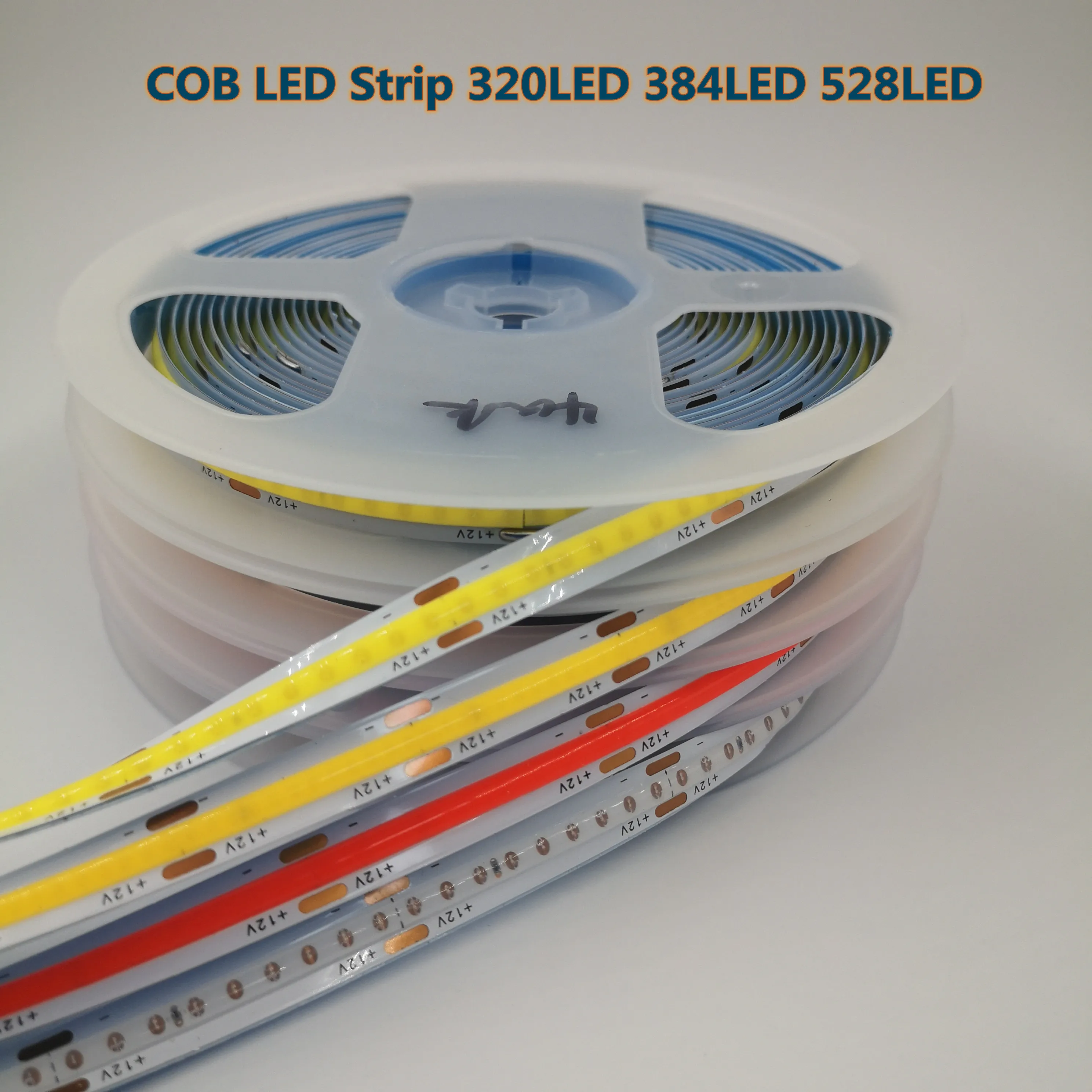 

5m/lot COB LED Strip Light 320 384 528 LEDs High Density Super Bright Flexible DC12V 24V Warm/Natural White LED Tape