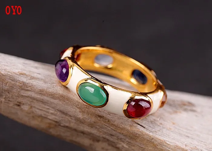s925 silver jewelry women's colorful enamel ring