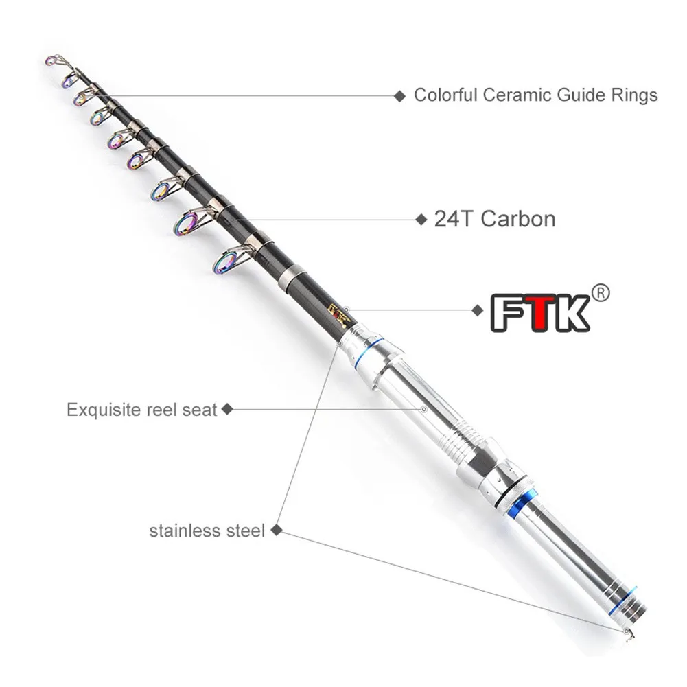

Professional Telescopic Carbon Fiber Fishing Rod Stick Ultralight Spinning Pole Carbon Fiber 1.5-2.4meters Rock Rod For Travel