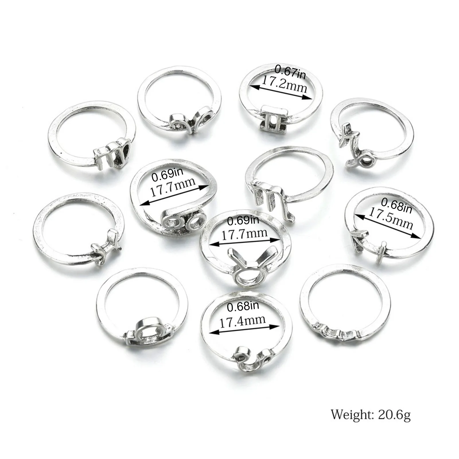 Minimalist Small Open Gold Silver Color 12 Star Signs Finger Rings Birthday Friendship Jewelry Gift Personality Zodiac Sign Ring | Дом и сад