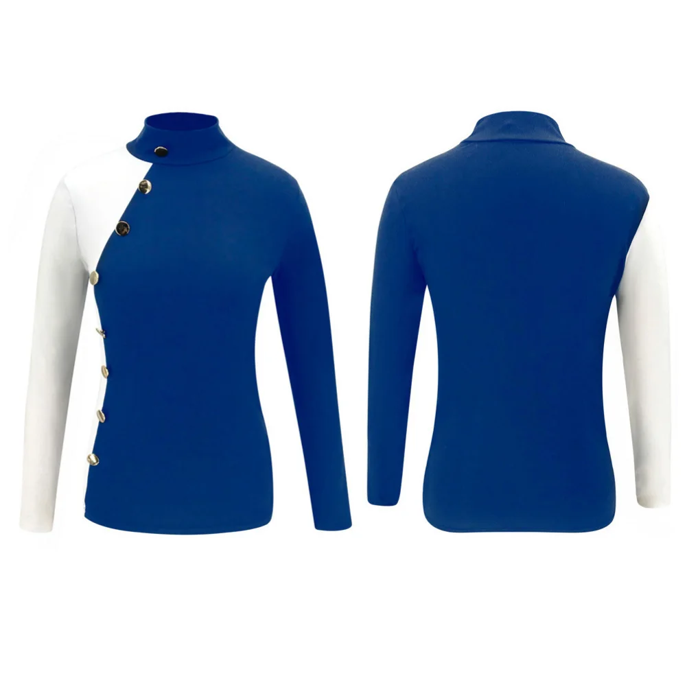 Женская Осенняя Лоскутная Блузка с длинным рукавом и круглым вырезом|Блузки| |