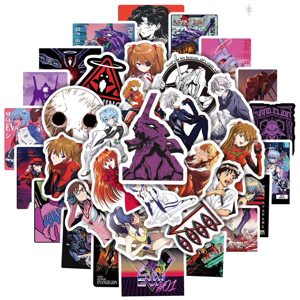 

10/30/50/100PCS Evangelion Anime Stickers Cartoon Decals Skateboard Laptop Phone Bike Computer Cool Waterproof Sticker for Kids