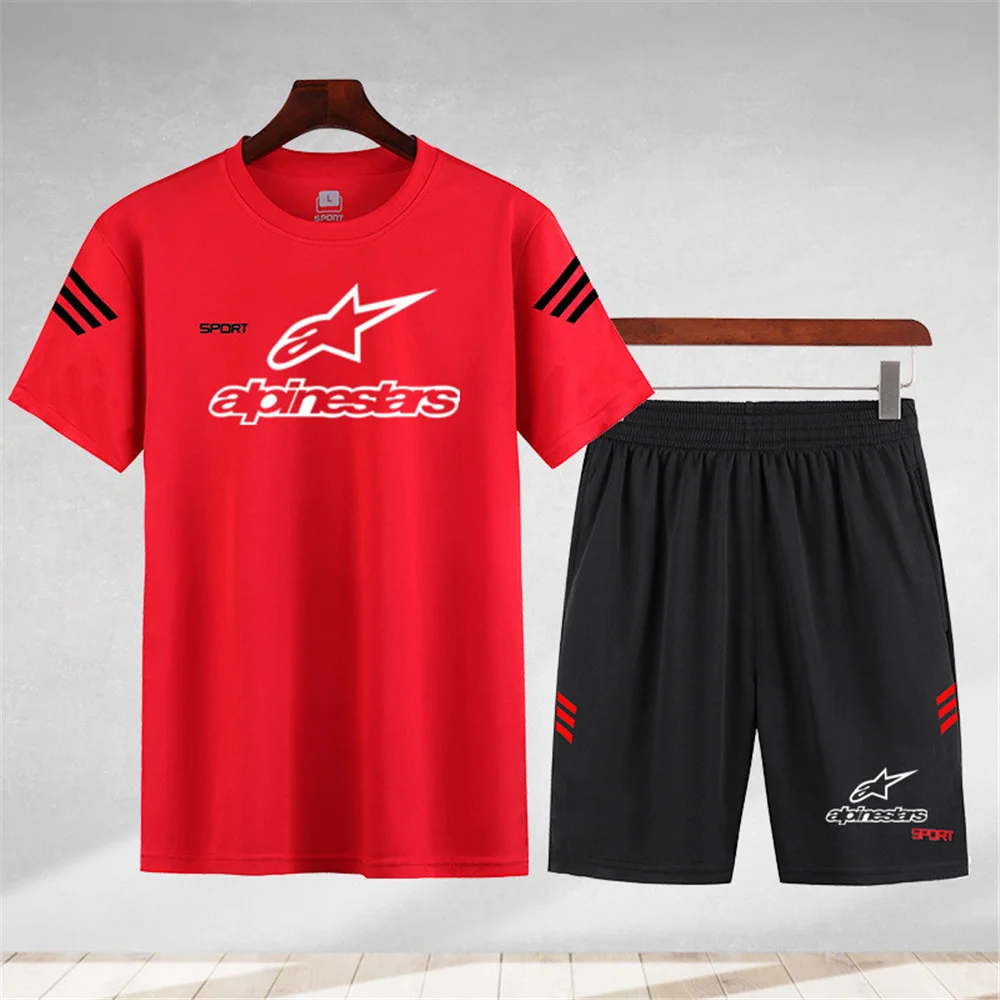 

Summer new men's and women's sports T shirt set summer O collar leisure outdoor T shirt breathable leisure men's short sleeve