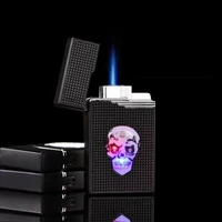 new colorful glow torch lighter turbo butane gas pipe jet smoke pipe cigarette lighter cigar windproof outdoor blue fire lighter