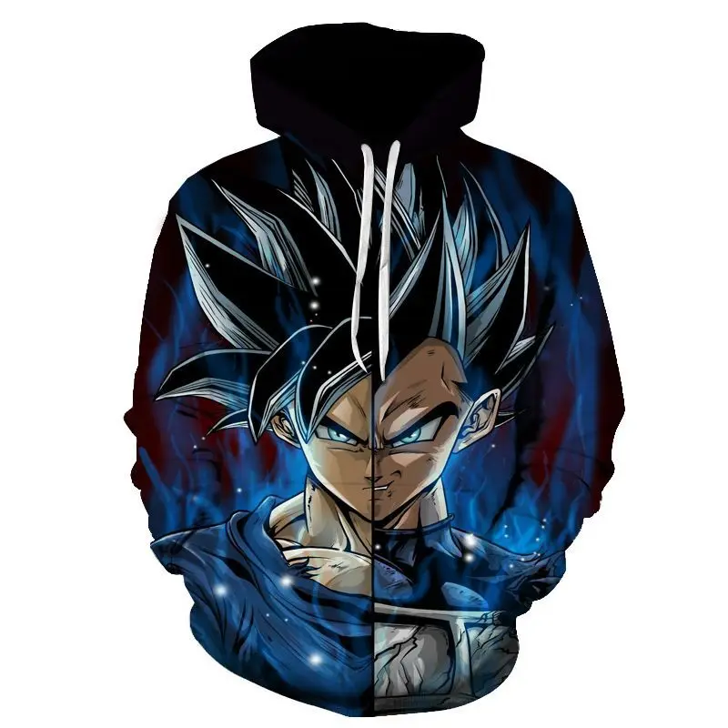 Japanese Anime Dragon Ball Hoodies Son Goku Vegeta IV Autumn Winter Long Sleeve Sweatshirt 3D Harajuku Printing Top Unisex Coat