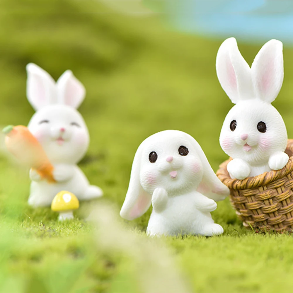 

1PC Cute Bunny Easter Decor Rabbit Resin Micro Landscape Decor Party Easter Crafts Gifts Kitchen Cake Decoration Accessories