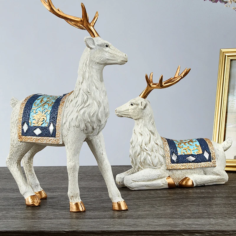 

European Lucky Sika Deer Statue Living Room Entrance Porch Wine Cabinet TV Cabinet Decorations Ornaments Home Decoration Crafts