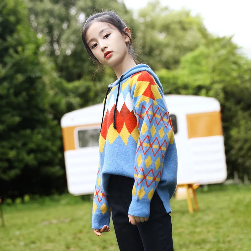 Autumn Winter Colorful Girls Sweaters Coat 10 12 14 years Thicken Warm Hoodies for Junior Students Casual Teenage Girl Clothing | Детская