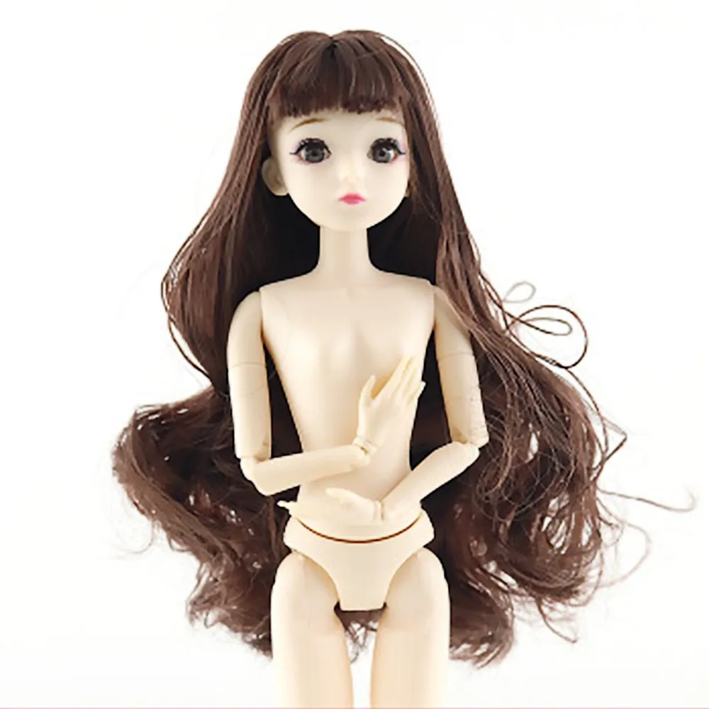 BJD кукла, 20 шаровых шарниров, 4D глаза, BJD, пластиковая кукла, 30 см, куклы для девочек, игрушки, длинный парик, волосы, женская обнаженная тело, модная Кукла - Цвет: Синий