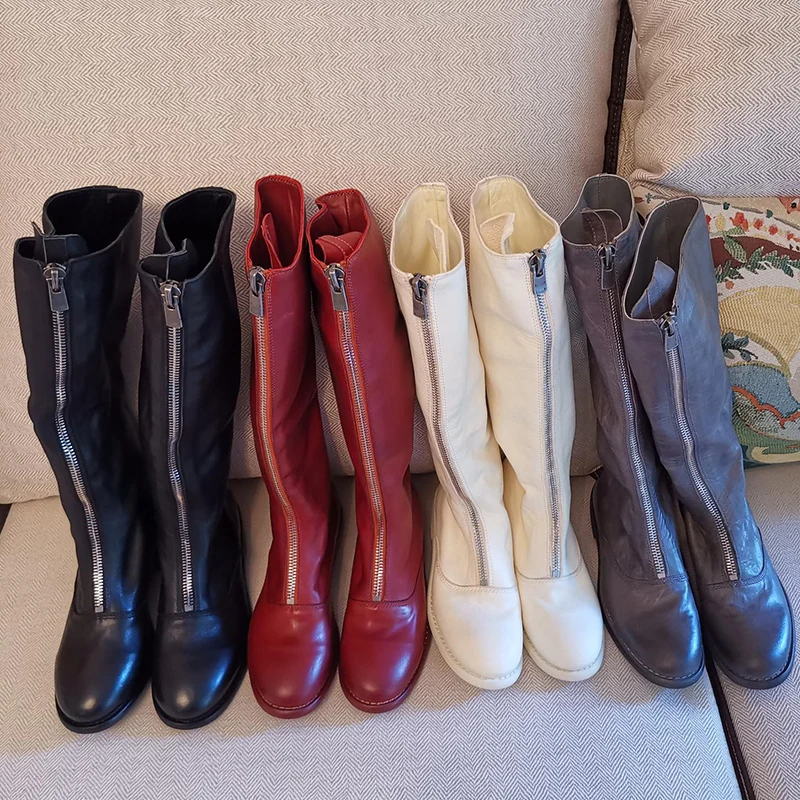 Итальянские модные ботинки gujia из натуральной кожи подкладка овчины черная белая