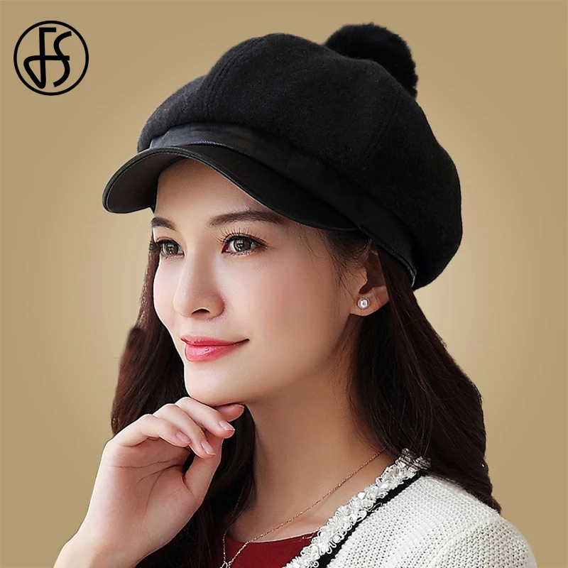 FS женская теплая зимняя восьмиугольная шапка Осенние береты новая модная