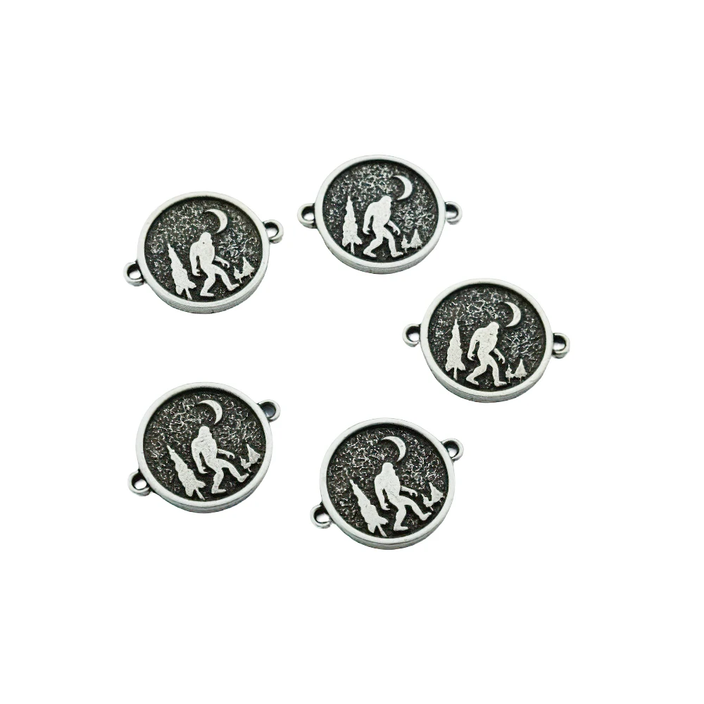 5 шт. Высокое качество DIY Sasquatch ntique посеребренный браслет Бигфут Шарм Луна сосна