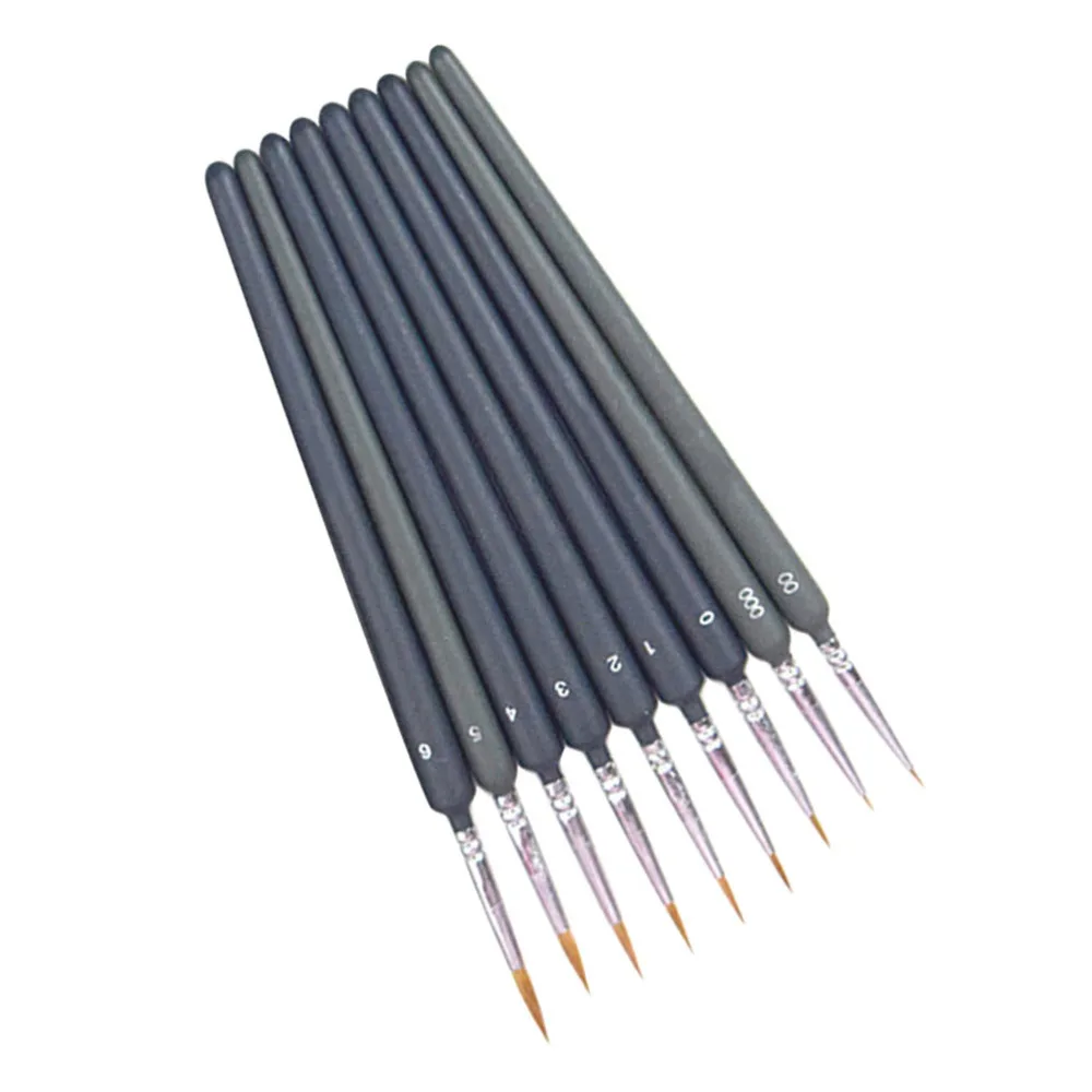 

9pcs Wolf Hair Detail Paint Brush Set Fine Detailing Painting Pens Drawing Accessories