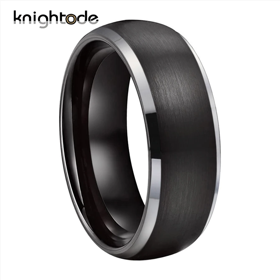 8 мм черное кольцо из карбида вольфрама для женщин и мужчин обручальные полосы