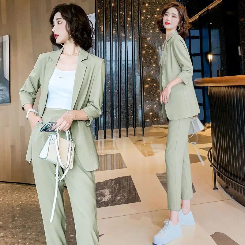 

Suit jacket women's summer 2021 new Korean leisure fashion temperament suit two-piece suit