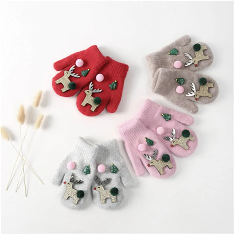 Мультяшные теплые зимние перчатки Рождественская елка Лось подарки плюшевые