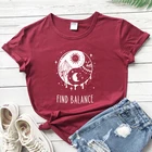Футболка Find Balance Yin Yang, женская футболка в стиле гранж, мистическое солнце, луна, день, ночь, природа, топ в готическом стиле